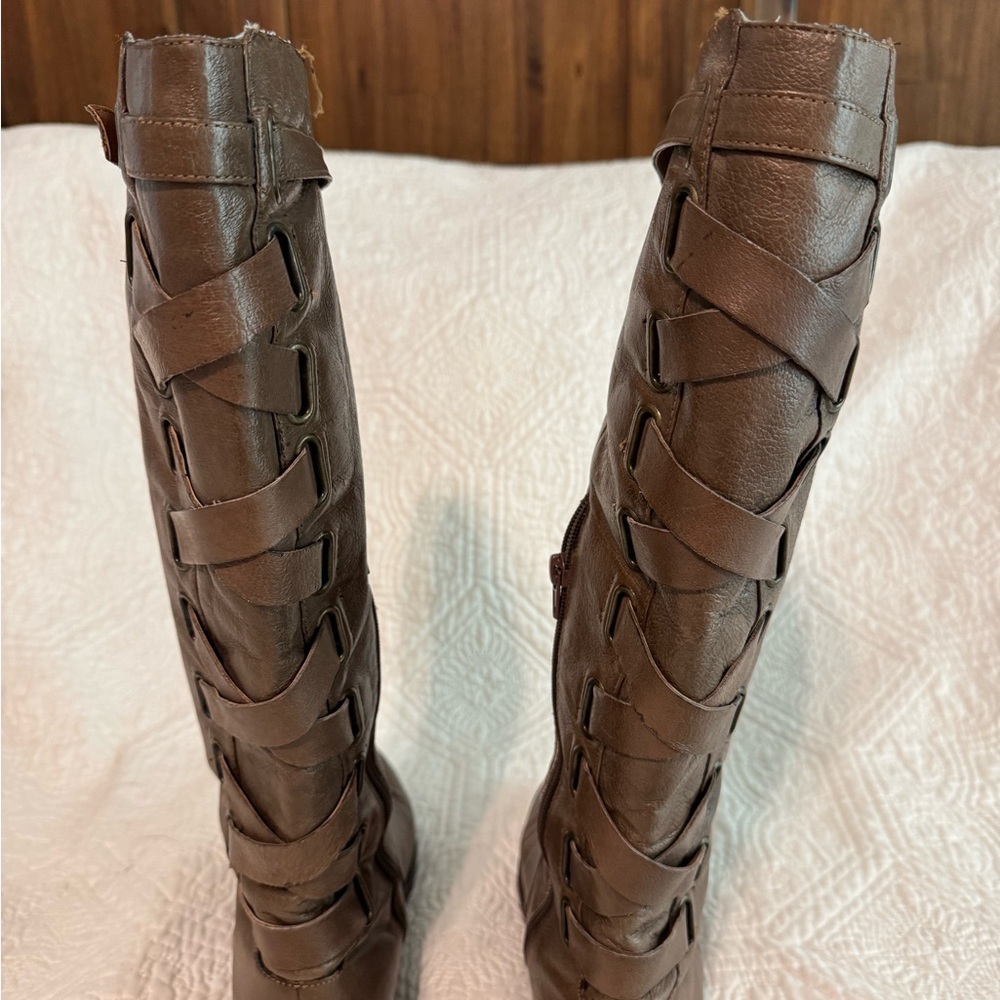 Women’s Leather Riding Boots Cognac Sz 9
